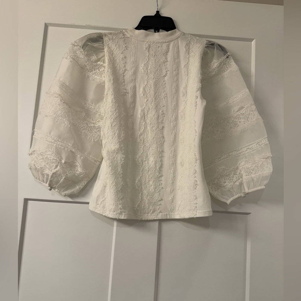 Cinq à Sept White Lace Detail Blouse - Picture 4 of 7